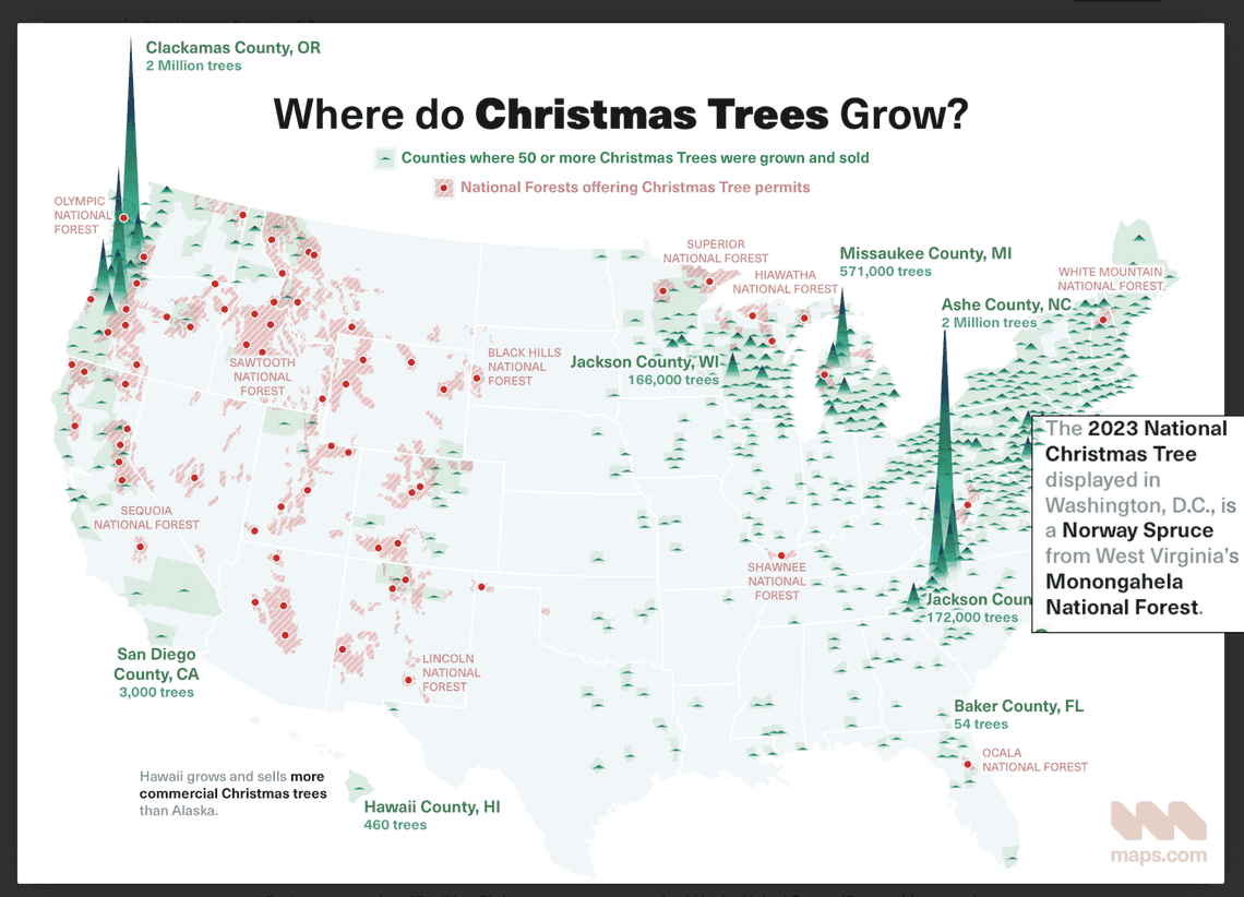 map christmas tree top growers and sellers by county 2023