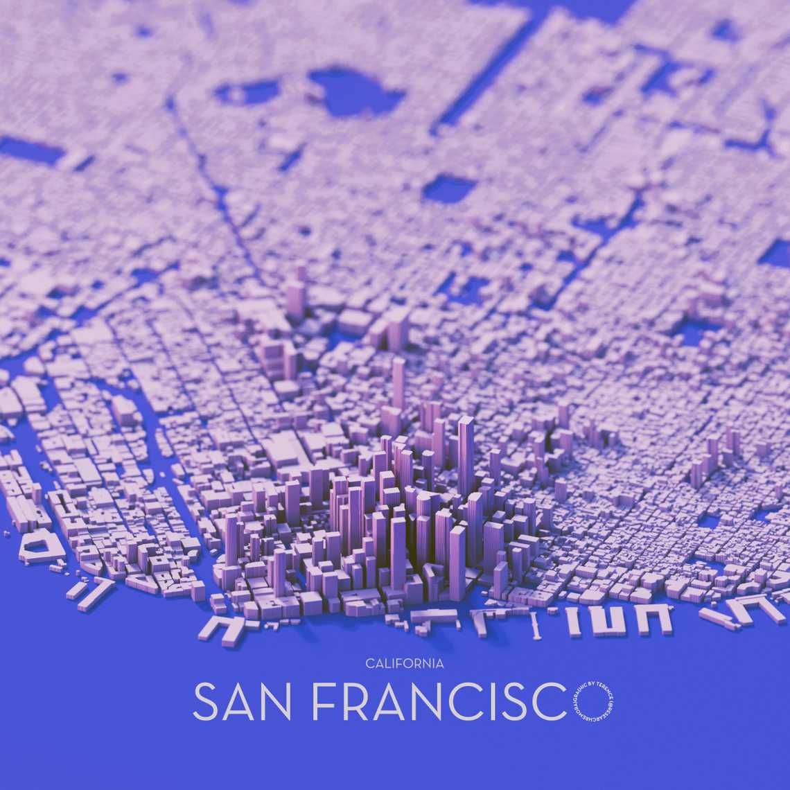 A building height map of San Francisco, California